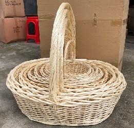 Willow baskets 75x65xH23, 66x58xH21, 59x49xH19, 52x43xH17, 45x37xH15cm 5pcs